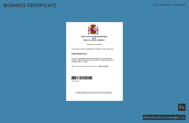 Spanische Gewerbeanmeldung – Beispielvorschau (Word und PDF)